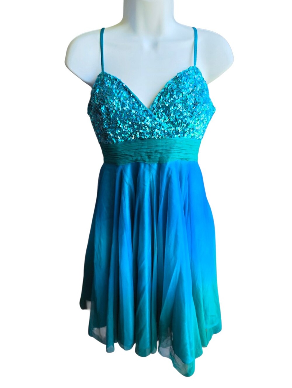 Vintage Scala Y2K Blue Green Ombre Whimsy Mermaid Bling Babydoll Size 8